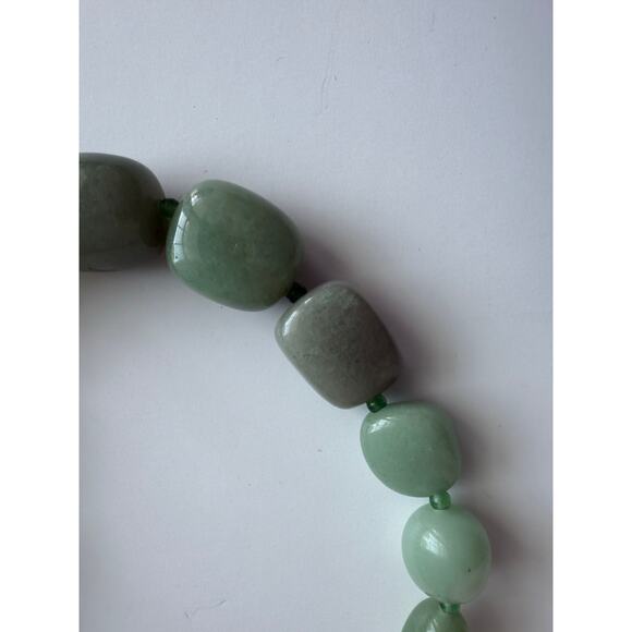 Green Aventurine Chunky Beaded Natural Stone Necklace Boho Earthy Gemstone 18" - Picture 3 of 13